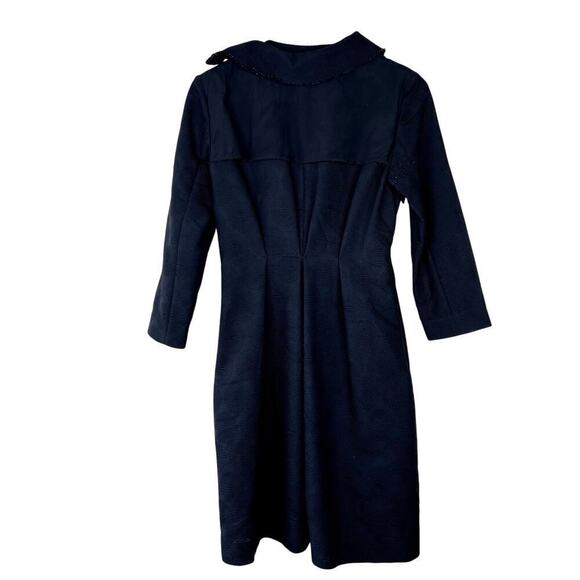 MARNI Brocade Textured Navy Trench Jacket Navy Blue Snap Button Mid Length 40 - Picture 12 of 12